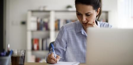 Mature woman working from home