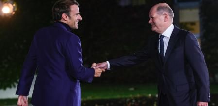 El presidente francés, Emmanuel Macron, y el canciller alemán, Olaf Scholz, a inicios de mes en Berlín