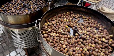 Puesto de castañas en Manlleu.