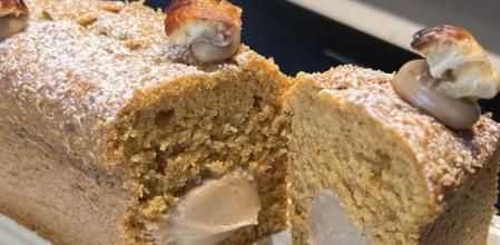 Cake de boniato asado con texturas de castaña