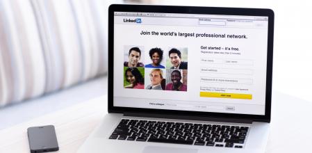 Simferopol, Russia - July 13, 2014: LinkedIn is a social network for search and establishment of business contacts. It is founded in 2002.