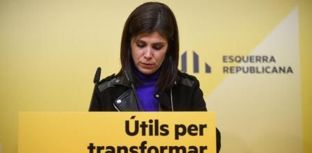 La portavoz de ERC y secretaria general adjunta, Marta Vilalta, en rueda de prensa el lunes.