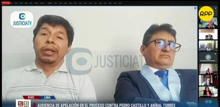El expresidente de Perú, Pedro Castillo, durante su comparecencia telemática este miércoles ante La Sala Penal Permanente de la Corte Suprema de Perú