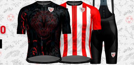 Primera equipación, segunda y culotte para representar al Athletic Club sobre la bici.