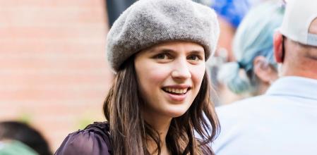 La actriz, durante una pausa del rodaje de la serie