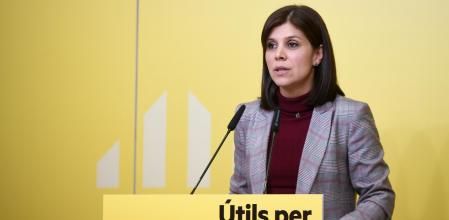 Marta Vilalta, portavoz de ERC, en la rueda de prensa de este mediodía
