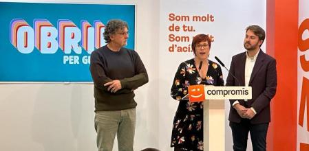 Los responsables de Compromís Juan Ponce, Àgueda Micó y Alberto Ibáñez.