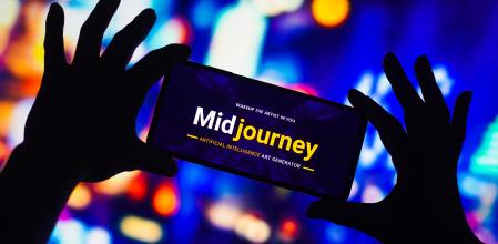 BRAZIL - 2022/09/26: In this photo illustration, the Midjourney logo seen displayed on a smartphone. (Photo Illustration by Rafael Henrique/SOPA Images/LightRocket via Getty Images)