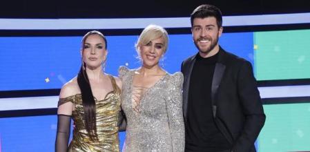 Ines Hernand, Mónica Naranjo y Rodrigo Vázquez, presentadores del Benidorm Fest 2023