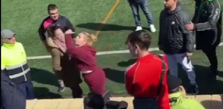 Imagen del momento de tensión que se vivió en la grada del campo Santamaría de Elvira de Marbella, en Málaga.