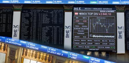 Vista de la Bolsa de Madrid durante una sesión este mes