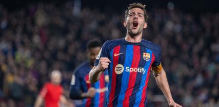 Sergi Roberto of FC Barcelona celebrates a goal during La Liga match, football match played between FC Barcelona and Cadiz CF at Spotify Camp Nou on February 19, 2023 in Barcelona