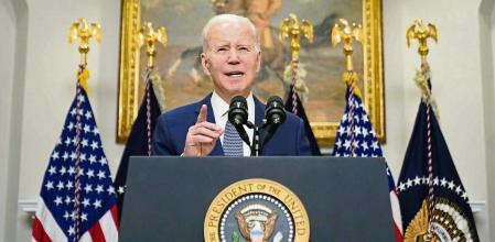 President Joe Biden speaks about the banking system in the Roosevelt Room of the White House, Monday, March 13, 2023 in Washington. (AP Photo/Andrew Harnik)
