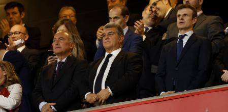 Joan Laporta, en el palco del nuevo estadio San Mamés el pasado domingo