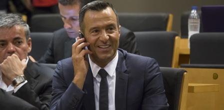 Jorge Mendes, agente de futbolistas, en la sala de prensa del Camp Nou en 2016