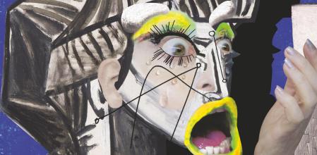 ORLAN: “Autohibridación entre mujeres (acto 2: Las mujeres que lloran están enfadadas núm. 5)“, 2019, collage digital, impresión fotográfica, 102 x 144,5 cm, edición de 7 ejemplares