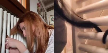 Jóvenes se rizan el pelo con un radiador
