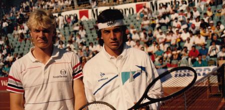 Kent Carlsson y Emilio Sánchez durante el Godó