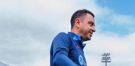 Xavi Hernández entrenando en la ciudad deportiva