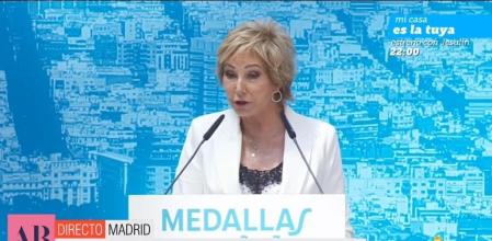 Ana Rosa Quintana en su discurso de recogida de la Medalla de Honor de la ciudad de Madrid