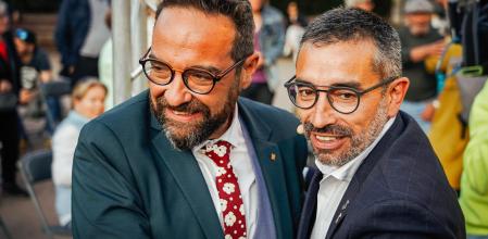 El conseller de Territori y exalcalde de Sabadell, Juli Fernàndez, junto al alcaldable de ERC en Sabadell, Gabriel Fernàndez