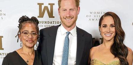 NEW YORK, NEW YORK - MAY 16: (L-R) Doria Ragland, Prince Harry, Duke of Sussex and Meghan, The Duchess of Sussex attend the Ms. Foundation Women of Vision Awards: Celebrating Generations of Progress & Power at Ziegfeld Ballroom on May 16, 2023 in New York City. (Photo by Kevin Mazur/Getty Images Ms. Foundation for Women)