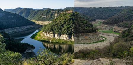 Comparativa del meandro del Ter con tres meses de diferencia.