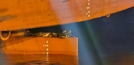 Dos jóvenes nigerianos de 18 y 22 años fueron hallados sobre la pala del timón del enorme 'MSC Marta'