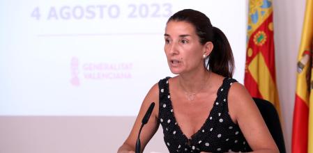 La portavoz y consellera de Hacienda, Ruth Merino, este viernes en rueda de prensa.