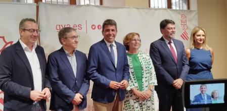 De izquierda a derecha, Toni Pérez, José Antonio Rovira, Carlos Mazón, Agustina Estévez, Luis Barcala y Nuria Montes.