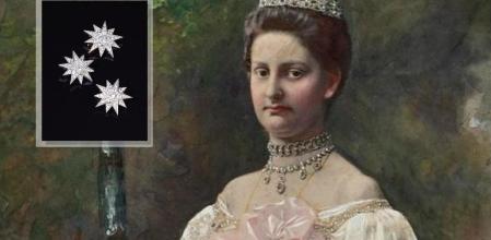 Conjunto de broches/colgantes de diamantes en forma de estrellas de alrededor de 1900 de la archiduquesa María Inmaculada de Austria-Toscana