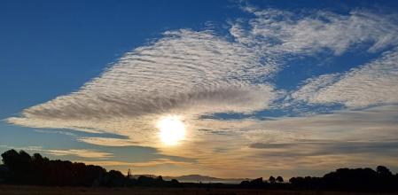 Nube con forma de pájaro.