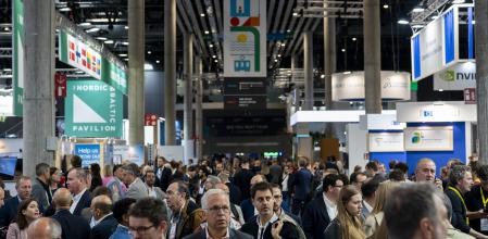 Ambiente en el Smart City Expo, Fira de L'Hospitalet, Barcelona, 8 de Noviembre de 2023.