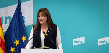 La presidenta de la formación, Laura Borràs, en un momento de un Consejo Nacional extraordinario de la formación