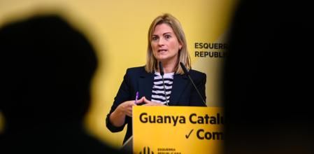Raquel Sans, portavoz de ERC, durante la rueda de prensa