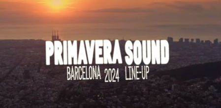 Imagen promocional del cartel del Primavera Sound 2024 con Barcelona de fondo