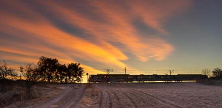 Amanecer con heladas en Manlleu.