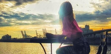 Atardecer en el mirador del dique del Este.