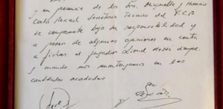 MUSEO SERVILLETA MESSI CONTRATO BARÇA LV