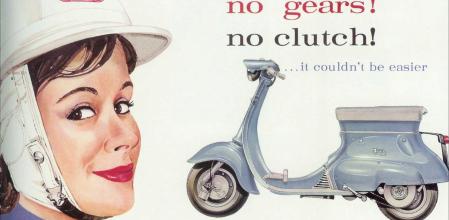 La publicidad del modelo Triumph Tina iba destinada al targe femenino: "Sin marchas ni embrague... no podía ser más sencillo"&nbsp;