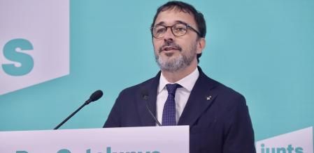 Josep Rius, portavoz de Junts, este lunes durante la rueda de prensa