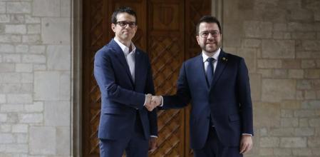 Pello Otxandiano y Pere Aragonès, esta mañana en el Palau de la Generalitat