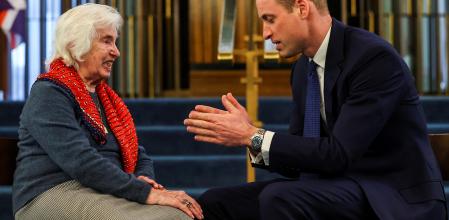 Prince William of Wales during a visit to the Western Marble Arch Synagogue in London. Picture date: Thursday February 29, 2024.
pictured: Kipa