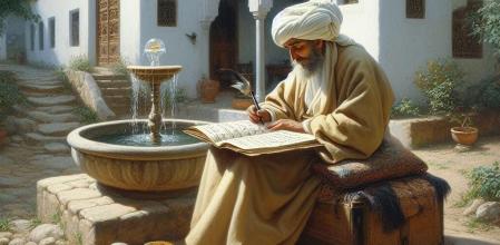 Imagen alegórica de al-Qalalusi, en la que se percibe el pico de Calaluz. .