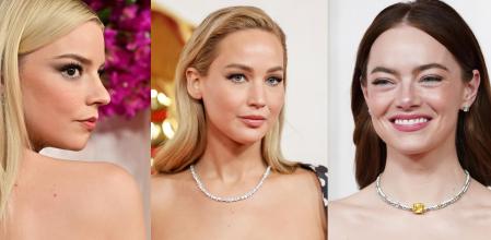 De izquierda a derecha, Anya Taylor Joy, Jennifer Lawrence y Emma Stone