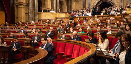 FOTO MARTI GELABERT / SHOOTING 05/03/2024 VISTA DEL HEMICICLO CON LA TRIBUNA DE INVITADOS DURANTE EL PLENO DEL PARLAMENT DE CATALUNYA MONOGRAFICO SOBRE CULTURA.