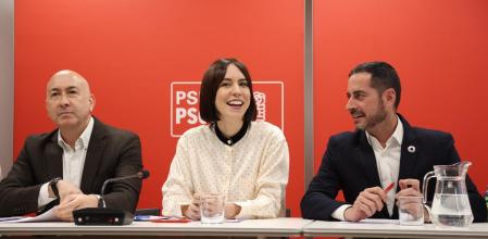 Diana Morant ayer en la ejecutiva del PSPV junto a Alejandro Soler y Carlos Fernández Bielsa