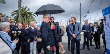 Alberto de Mónaco, inaugura, exposición en el Moll de fusta , Barcelona