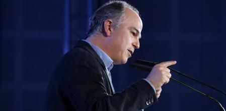 Jordi Turull, secretario general de JxCat, este lunes durante el mitin electoral en Argelers