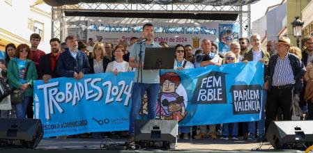 El presidente de la Diputación de València, Vicente Mompó, durante su intervención en Les Trobades de Benimodo.